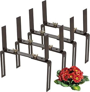 com-four® 4X Blumenkastenhalter für Balkon-Brüstungen und Geländer - Flexible Befestigung aus Metall für Pflanzkästen - 2-Fach verstellbar - kein Bohren (04 braun)