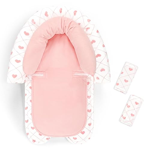 Asiento de automóvil para bebé, soporte para la cabeza y el cuerpo con 2 almohadillas para correa, cojín ultra suave para recién nacido prematuro
