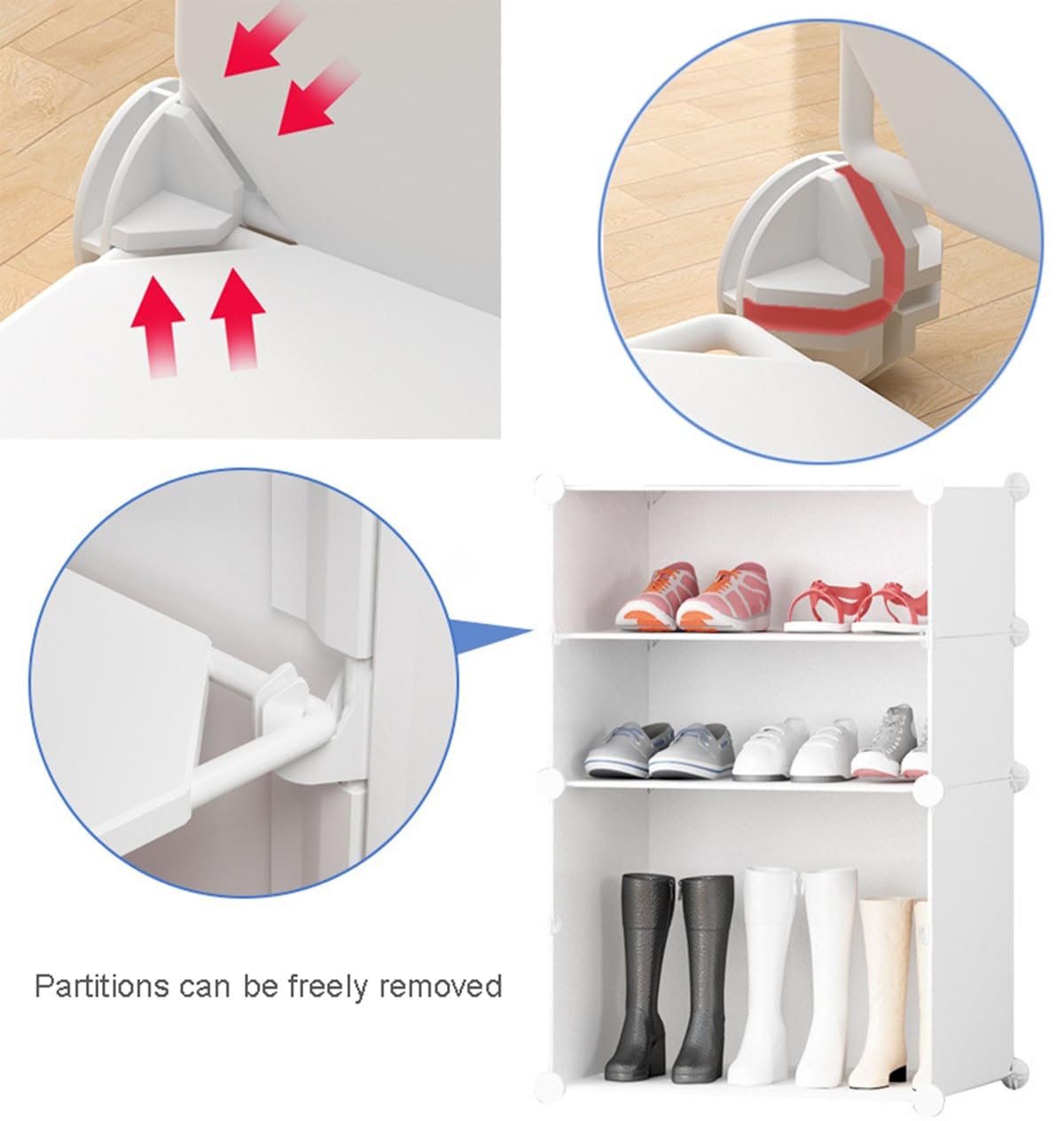 Scarpiera multifunzionale modulare a cubo, scarpiera con porta laterale, divisorio rimovibile, ideale per tutti i tipi di scarpe in corridoio, camera da letto, ingresso e soggiorno - una scelta saggia