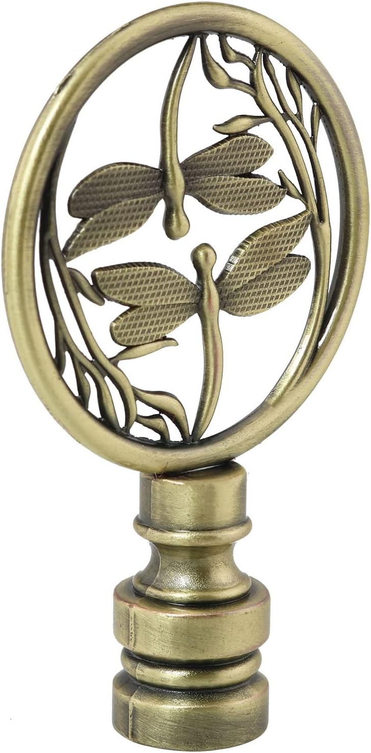 Lamp Finial Cap Knob Double Dragonflies Lamp Finials Hollowing Out Treatment Dragonfly Design Lamp Decoration for Lamp Shade, Bronze