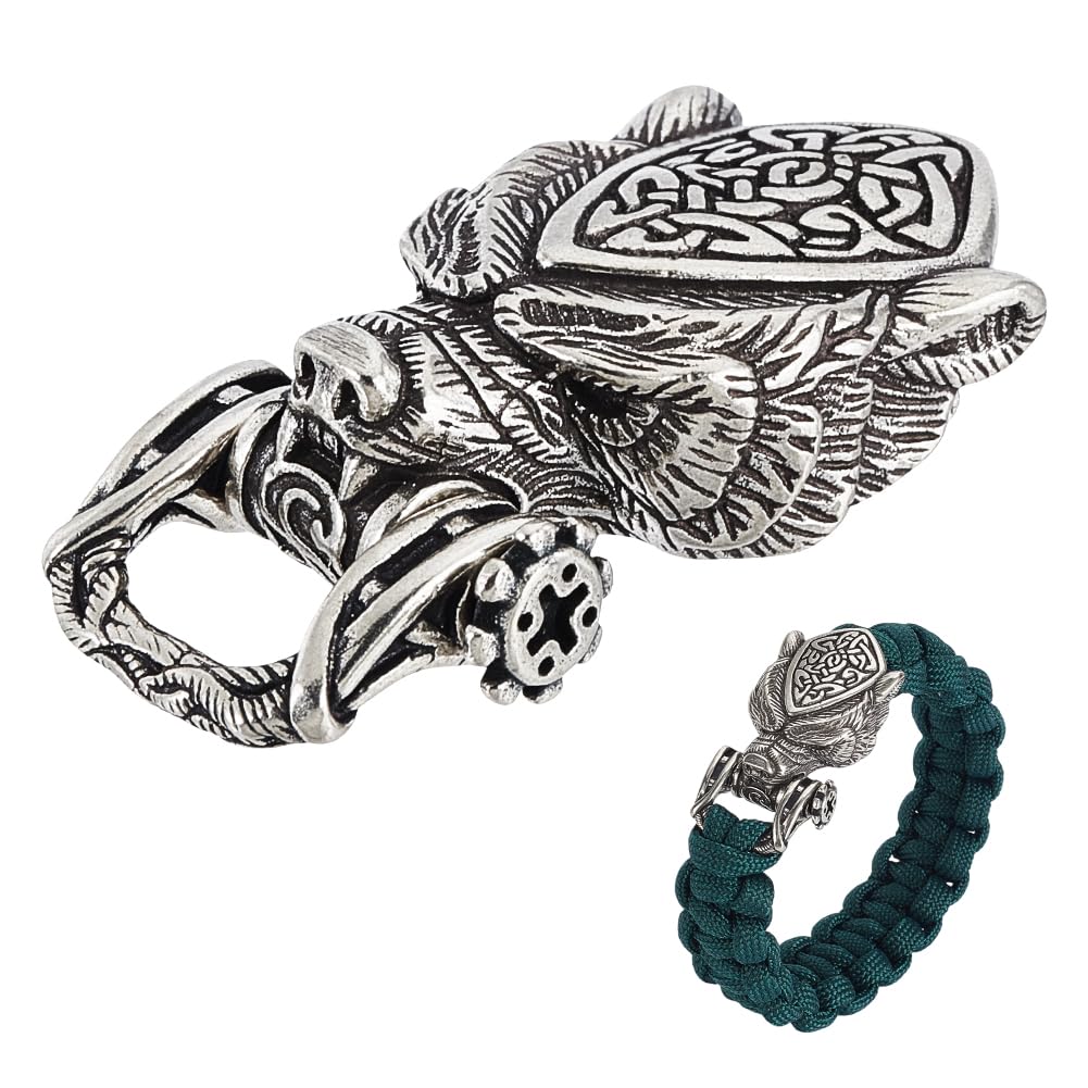 AHANDMAKER Messing Kordelschnallen Wolfskopfperlen Vintage Verschlüsse Seilherstellung Schnallen Tierkordelverschlüsse Befestigungselemente Zum Basteln Antik Silber Farbe