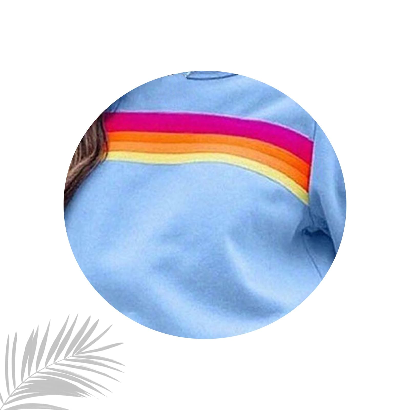 Generisch Set da 2 pezzi da donna a righe arcobaleno, maglione, felpa e pantaloni abbinati a gamba larga, tuta da allenamento lounge (nero, L)