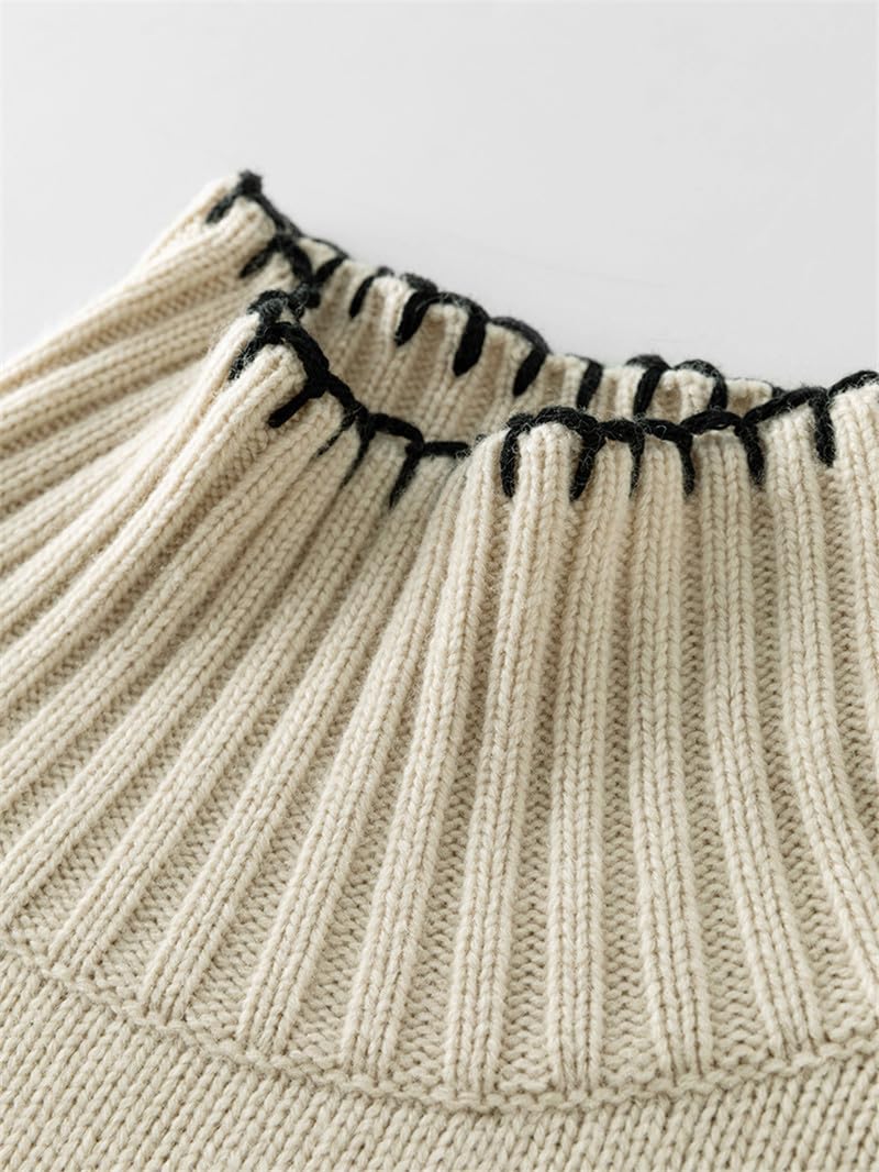 Frauen Hoher Kragen Lose Pullover Pullover Solide Lässige Lange Ärmel Dicke Pullover