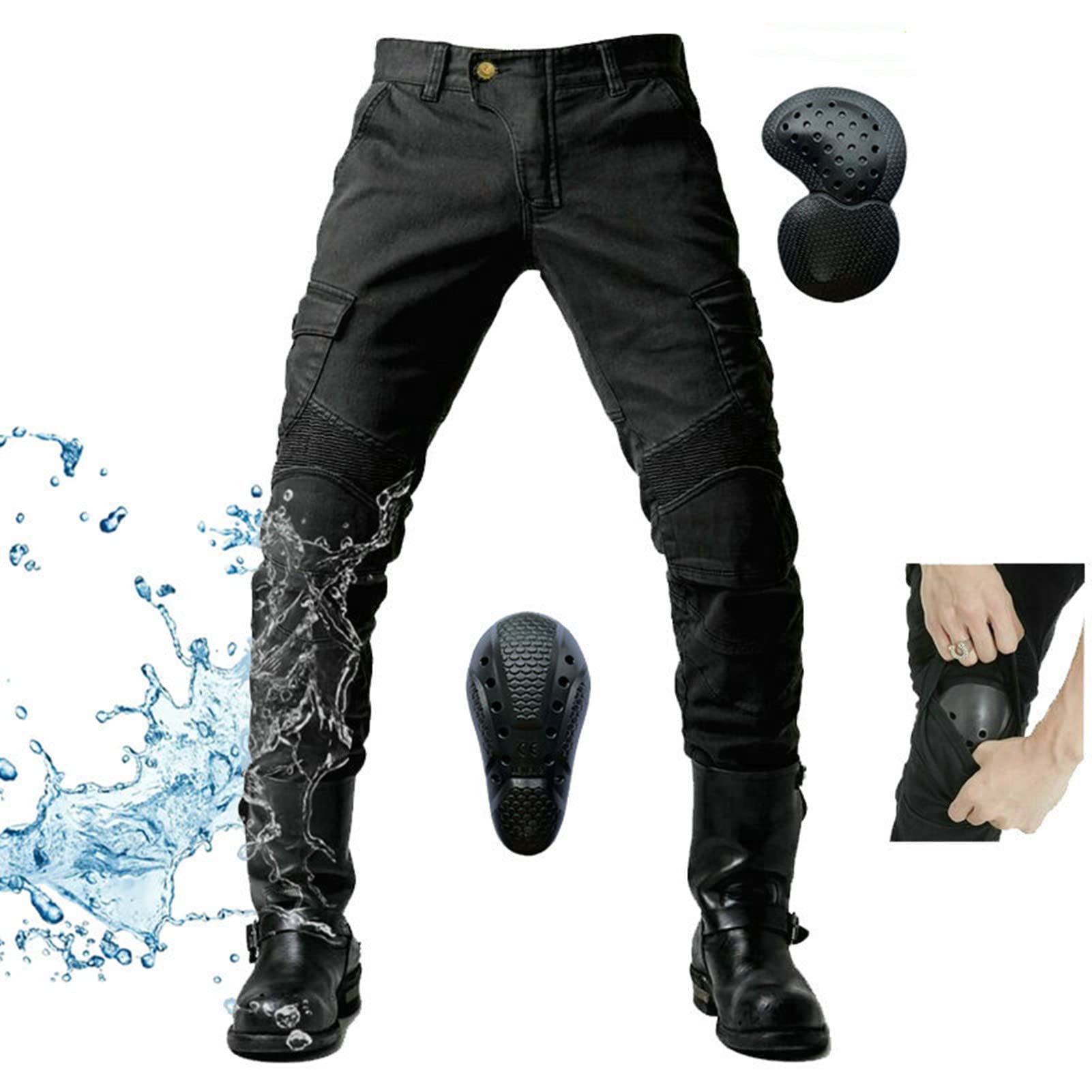 Jeans da Moto da Uomo Pantaloni da Moto Omologati CE Pantaloni in Denim Foderati in Kevlar Jeans da Moto Impermeabili