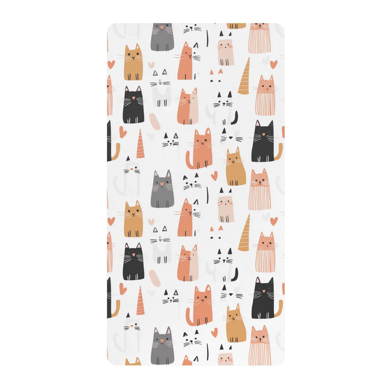 Cartone animato Carino Colore San Valentino Gatto Baby Culla Lenzuola Cotone Baby Playard Foglio Morbido Comodo Neonato Culla Lenzuolo per la Nascita, 1 Confezione cuna de Acolchonado