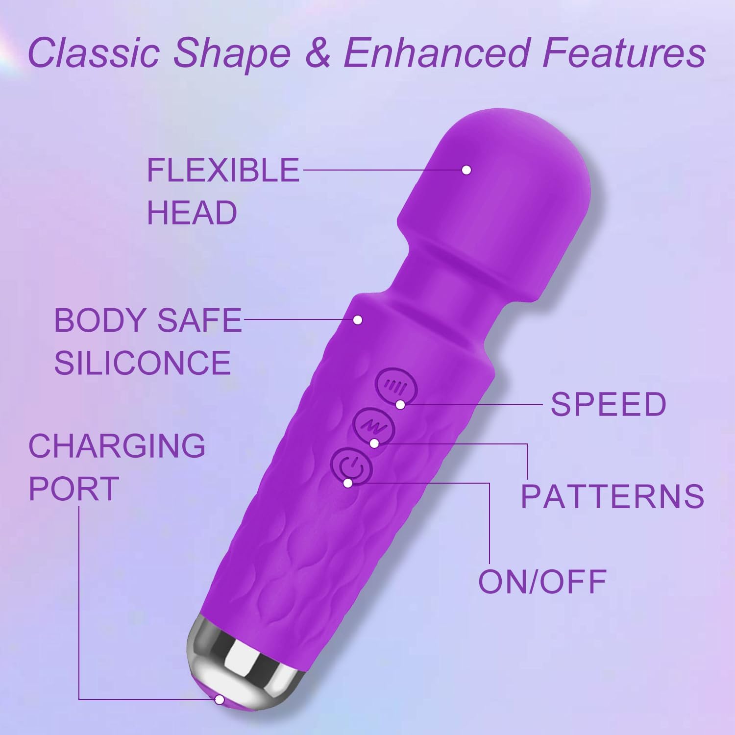 Small Adjustable Manual Back Massages- Handheld Back Massage to Relief Whole Body Muscle Tension (Purple)
