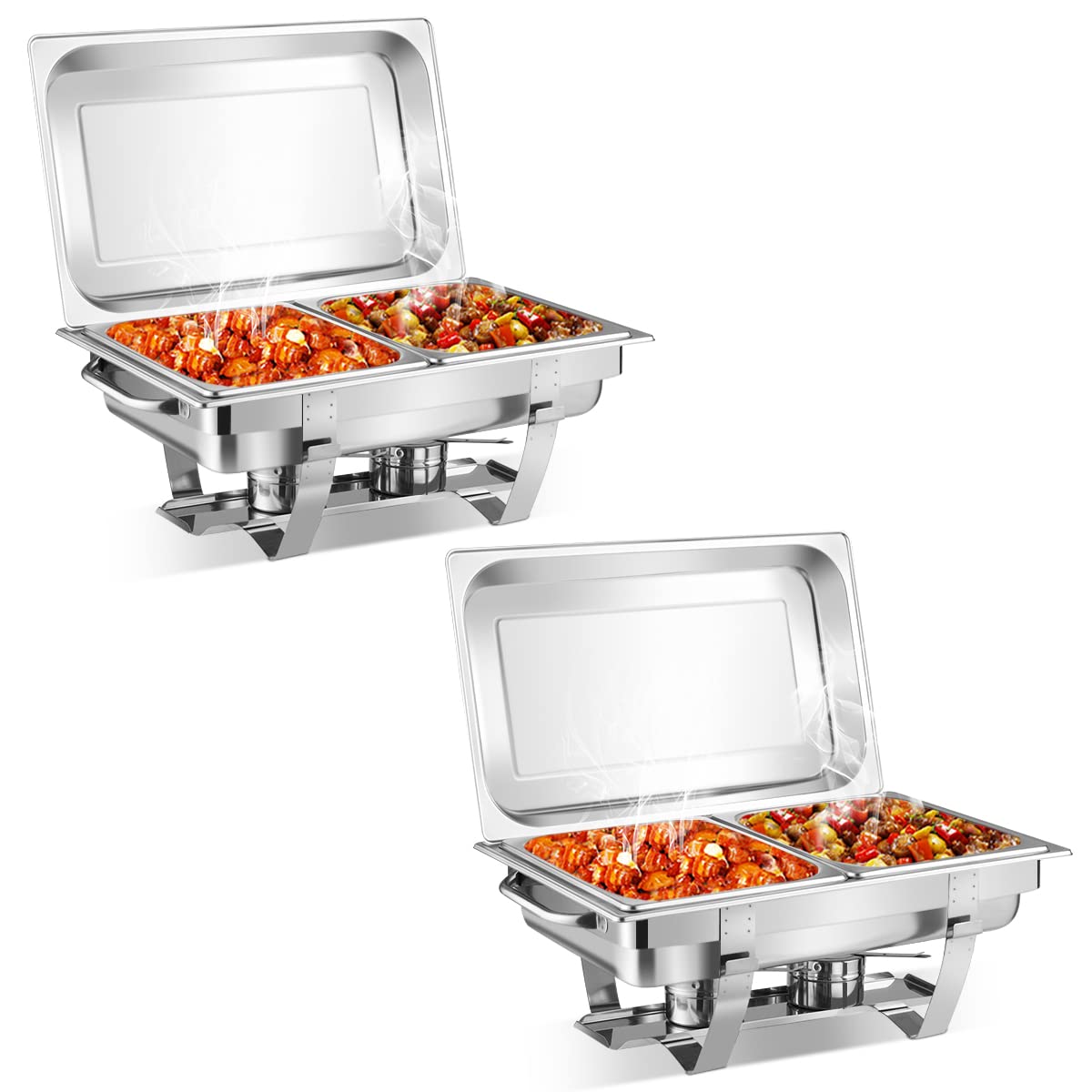9L Acciaio Inox Rettangolari Catering Server, Chafing Dish Buffet Chafer Set in Acciaio Inox contelaio, Anti Scaldabagno Buffet Scaldabagno Scaldabagni, per Party, Feste, Matrimoni, Banchetti