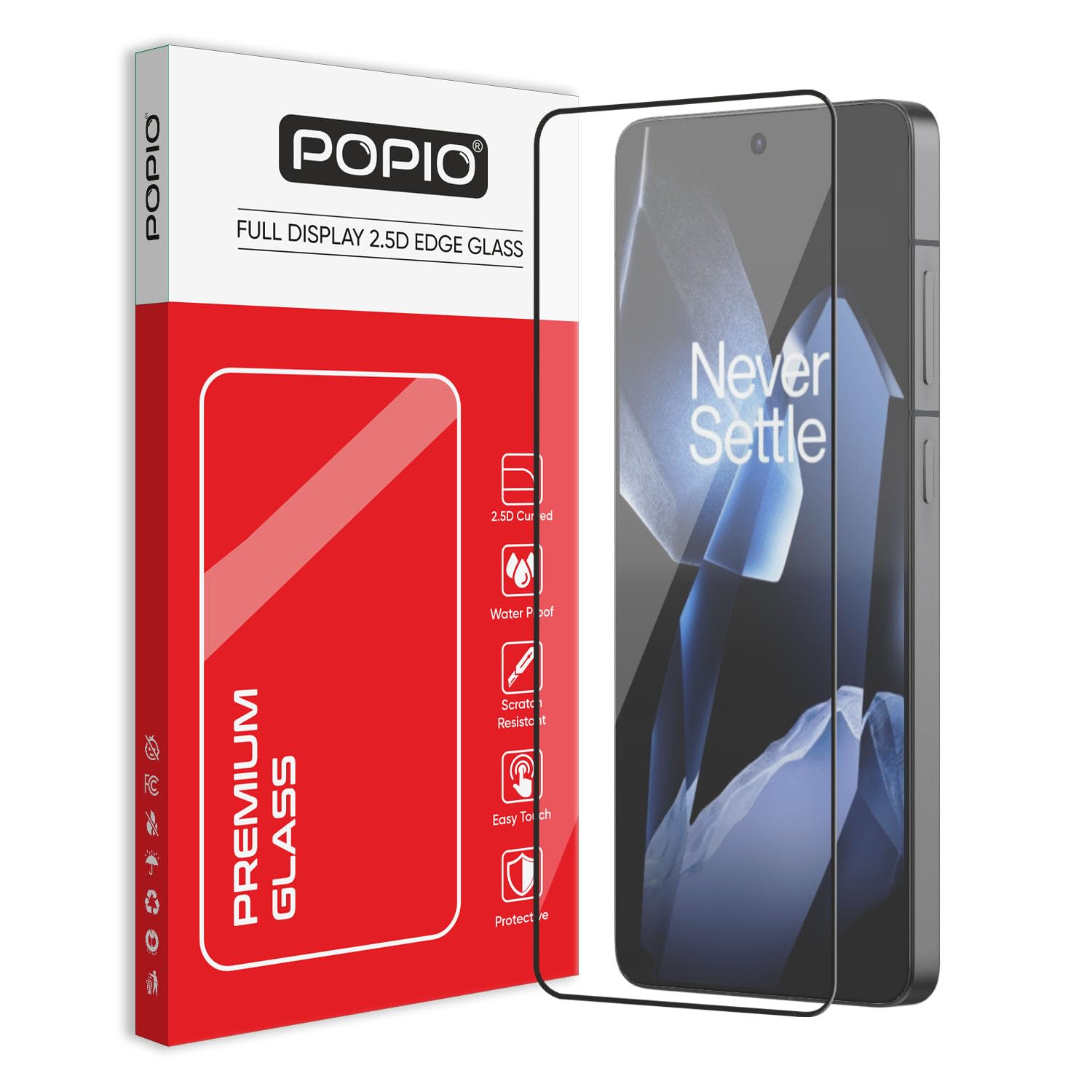 POPIO Military-Grade Gorilla Tempered Glass For OnePlus 13R (Black) 9H Hardness, Edge-to-Edge Full Coverage, Anti-Scratch, Bubble-Free, Ultra Clear HD Glass, Oleophobic Coating, Face ID Compatible