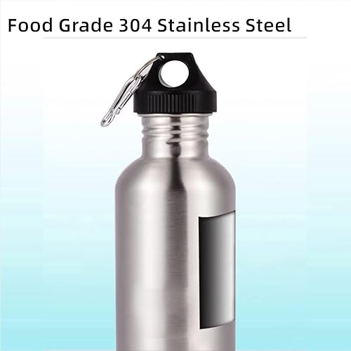 Miniatura 3 de Botella de agua deportiva sin aislamiento con asa, botellas de metal de una sola pared de acero inoxidable, sin BPA, reutilizable, 188, grado