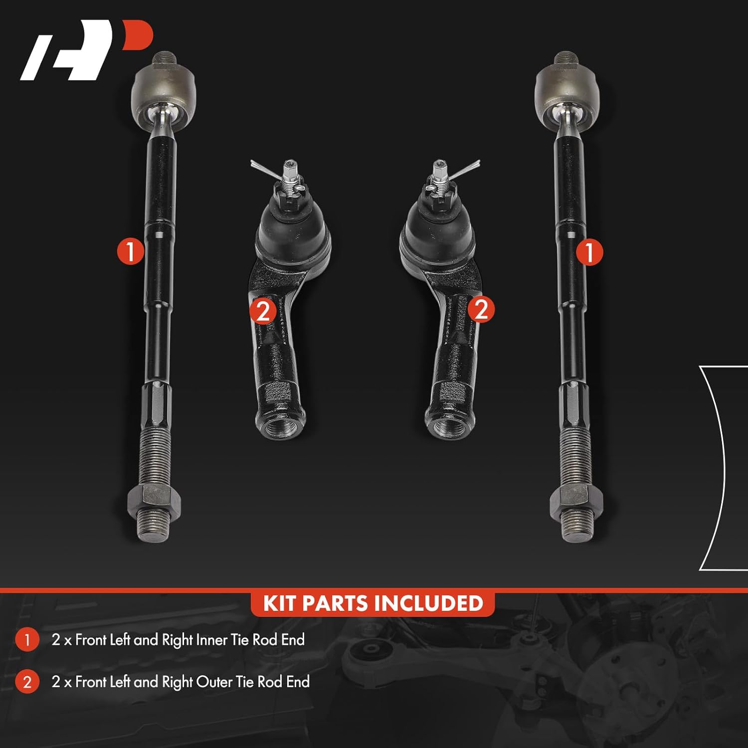 A-Premium Set of 4, Front Inner Outer Tie Rod End Kit, Compatible with Kia Soul 2020-2023, Seltos 2021-2023