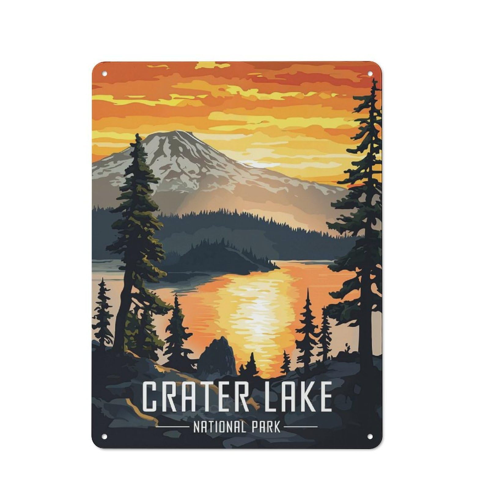 Junmoney Crater Lake National Park Tin Wall Plaque 40X30cm With For Pub Or Café, For Hospitality Wall Decor Collectors
