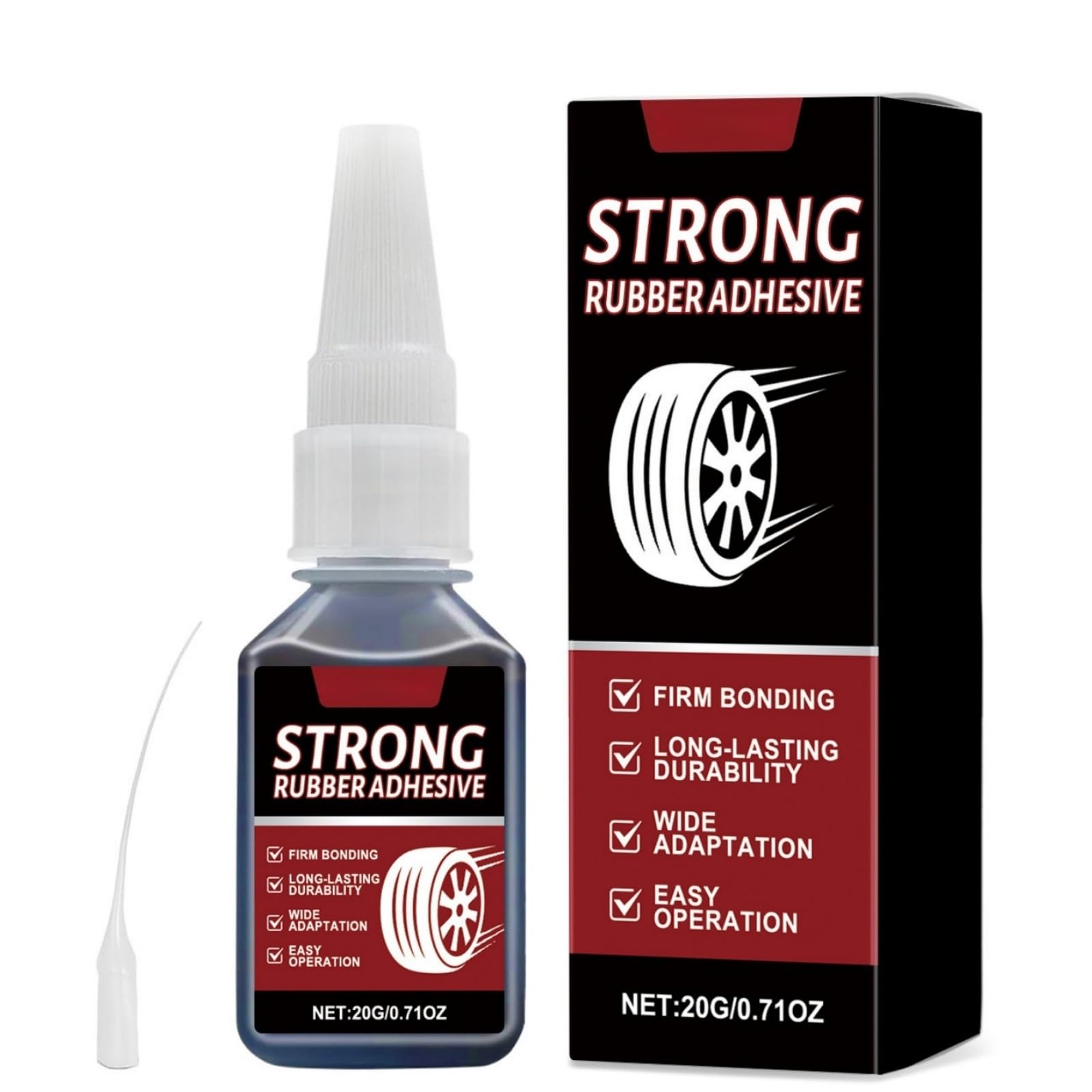 Tyre Repair Glue,Extra Strong Waterproof Rubber Glue for Tyres,Fast Drying Black Rubber Cement for Car,Motorcycle and Bike Repairs,Suitable for Shoes,Boots,Belts,Rubber Parts and DIY Fixes,Easy to Use