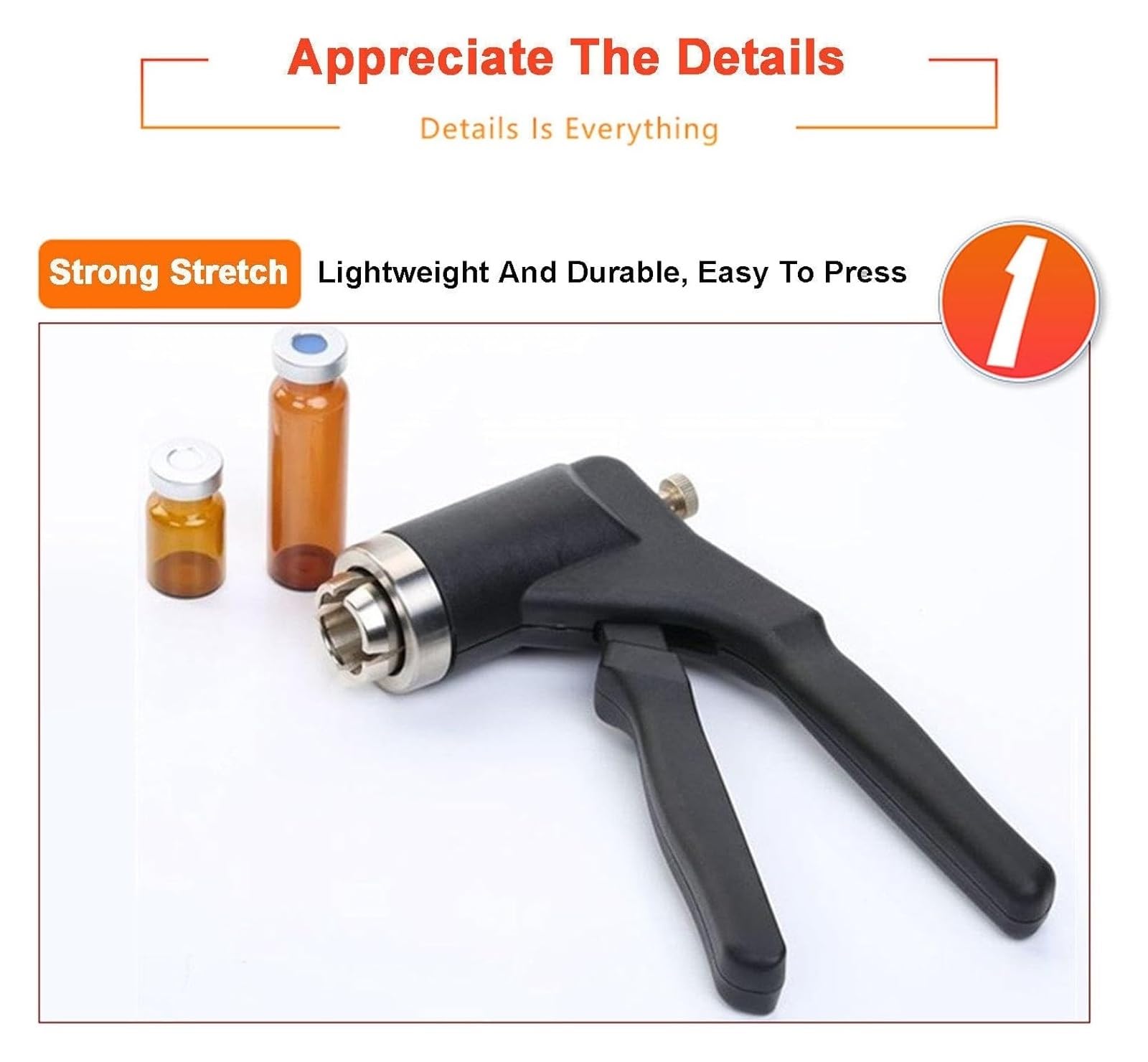 Pinza crimpatrice manuale per fiale da 11 mm e 20 mm, strumento per tappare bottiglie con copertura in alluminio, manico lungo, guarnizione ermetica per laboratori e birra domestica