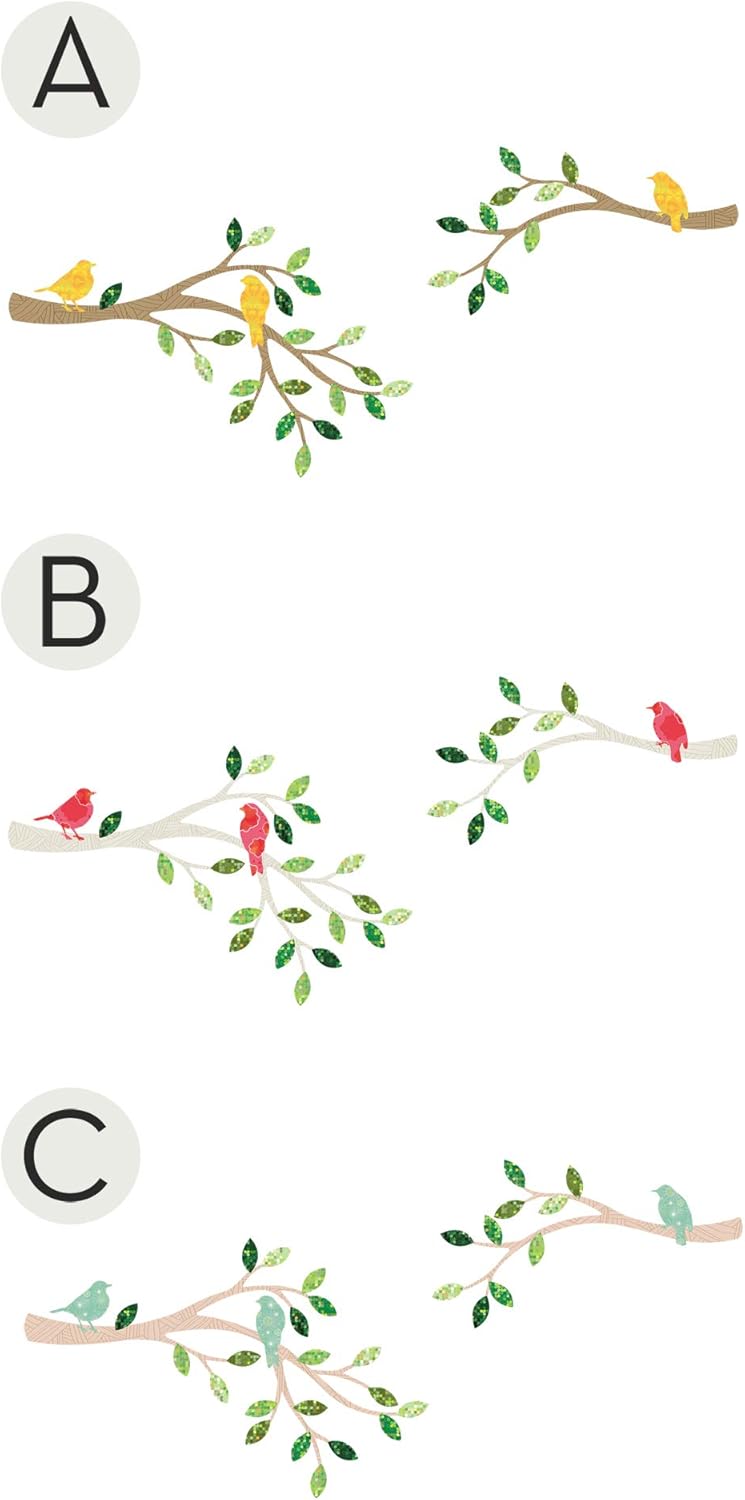 Patterned Branches and Birds Wall Stickers (Scheme C)