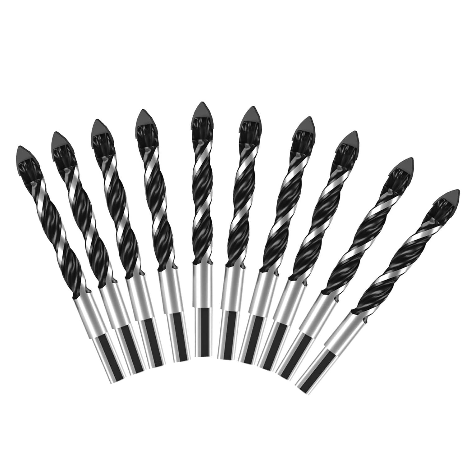 5/16" (10PCS) Masonry Drill Bit, Concrete Drill Bit Set, YG8 Tungsten Carbide Tip, Cement Drill Bits Drilling Brick Tile Wall Wood Mirror Plastic Porcelain Ceramic, 8mm
