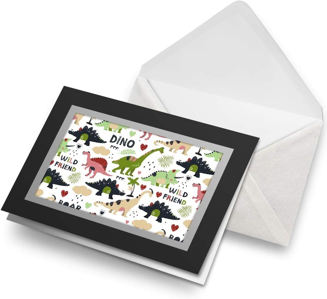 Greeting Cards Black (Insert) Dinosaur Cartoon Kids Boys