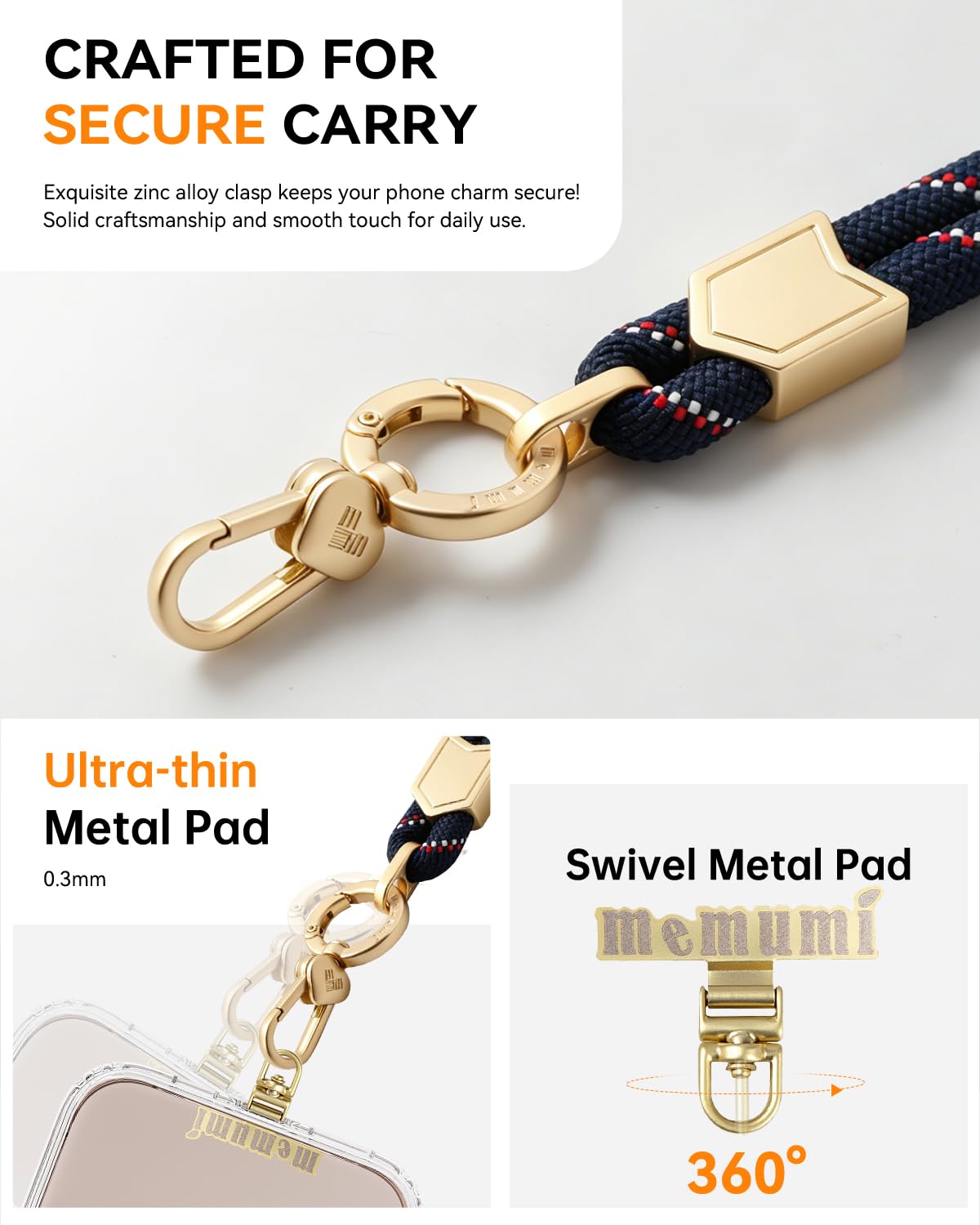 memumi Cordino per Telefono, Cordino per Cellulare Universale, Regolabile Cordino Tracolla, Cellulare Abbinabile a Qualsiasi Custodia, per iPhone Huawei Samsung e Tutti Gli Smartphone