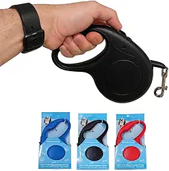 Guia Retrátil para Cachorro 5 Metros Resistente com Trava de Segurança – Suporta até 15kg – Passeio Confortável para Cães de Pequeno e Médio Porte – Design Leve e Ergonômico (Preta)