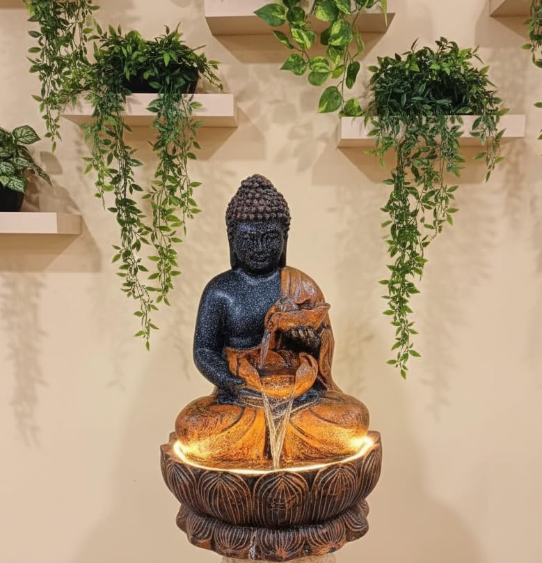 Image of Buddha Water Fountain 4 FT for Home & Garden Indoor Outdoor Fountain with LED Lights & Water Pump, Meditation Decor Showpiece