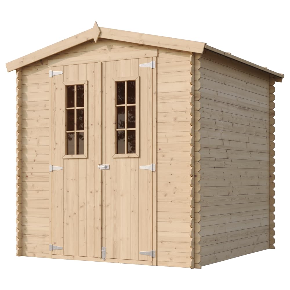 TIMBELA M343C Casetta da Giardino in Legno per Esterni - L216xL206xA218 cm/ 3.53 m2 - Piccola Casetta in Legno, Rimessa Attrezzi, Deposito Bici