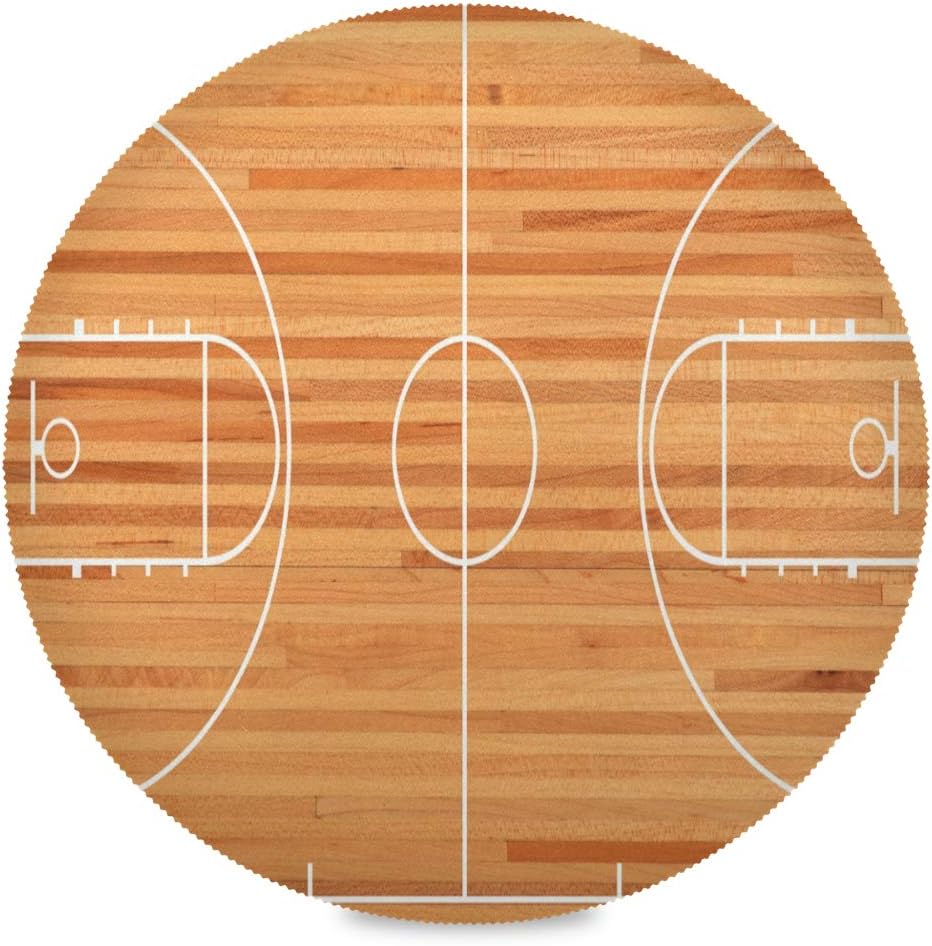 Blueangle Basketball Court Round Placemats Set of 6- Durable Place Mats for Kitchen Table- Easy to Care