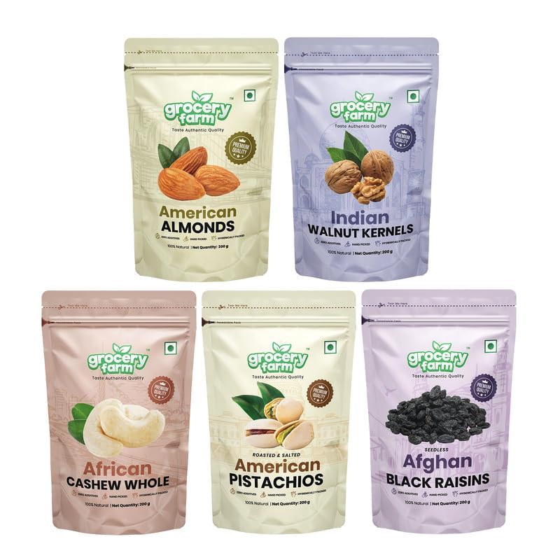 Grocery Farms Dry Fruit Combo Pack | Premium Pista, Raisin, Cashew, Almond, Walnut | Multinutrient | No Added Preservatives | Dry Fruits for Gift | Combo of 5-1000 gm (B0CHYLBCYX) Amazon Price History, Amazon Price Tracker