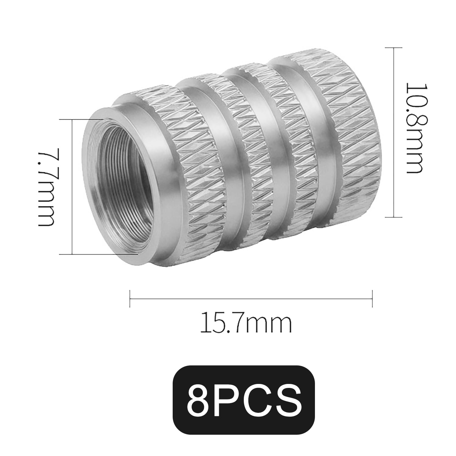 Lot De 8 Bouchons De Valve Pour Pneus En Aluminium Noir - Universel Voiture, Moto, Vélo, SUV