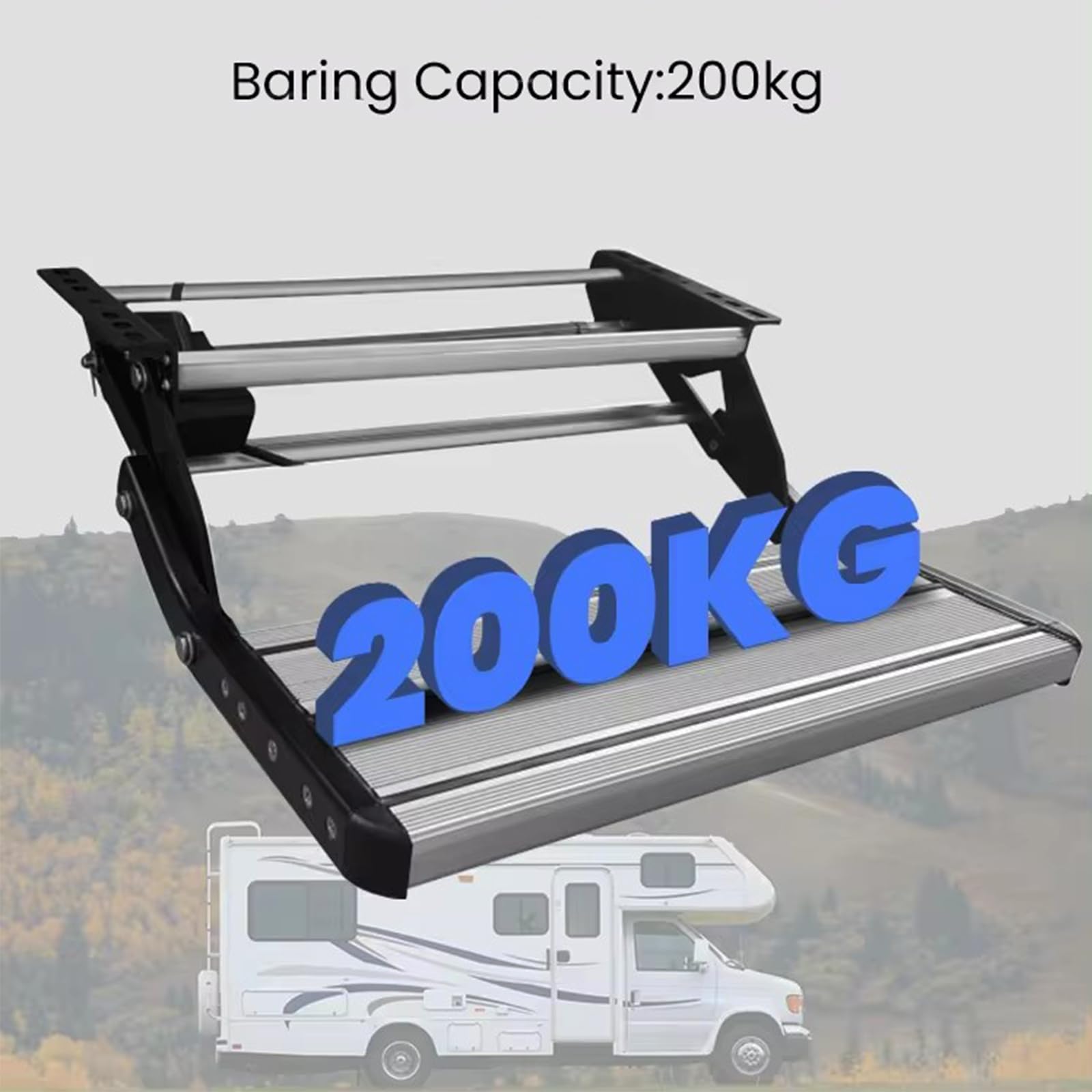 Peldaño de Caravana de aleación de Aluminio, Paso Manual de Caravana, Super Capacidad de Carga de 200 kg, Adecuado para Todo Tipo de caravanas, Camiones y autocaravanas
