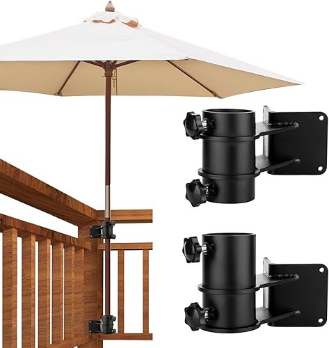 BRILLIHOOD Soporte lateral para sombrilla de patio, soporte de sombrilla de acero inoxidable, soporte de abrazadera para sombrilla y soporte para
