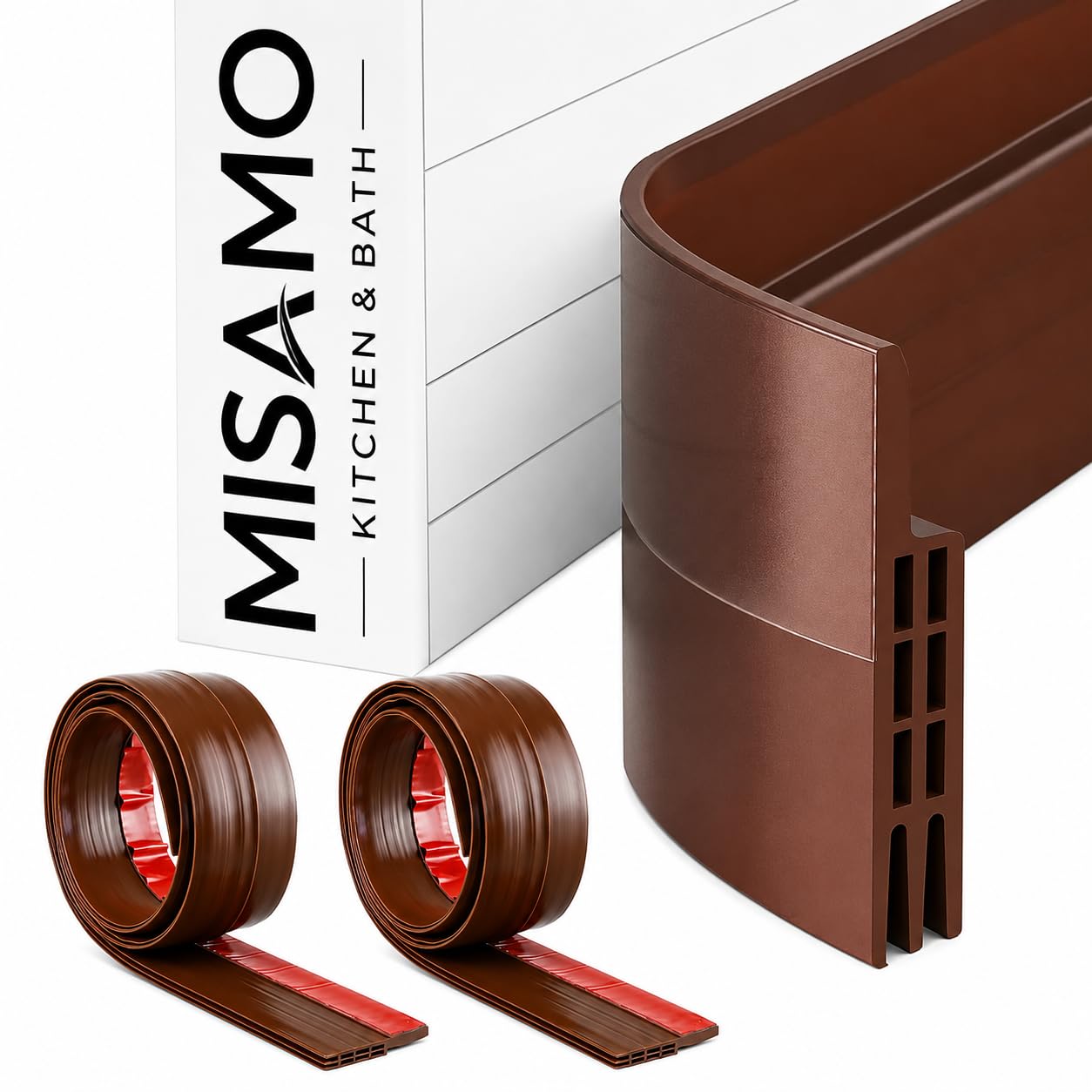 Misamo Enterprise Door Bottom Sealing Strip, 100 cm, Self-Adhesive Rubber Gap Filler, Draft Stopper, Brown (Brown, 39 inch Pack of 2)