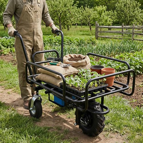 KEIKI Carretilla Eléctrica para Transporte, Carro de Jardín con Motor DC 24V 350W, Capacidad 265 lbs, Asa de Metal y Ruedas de 16" miniatura 2