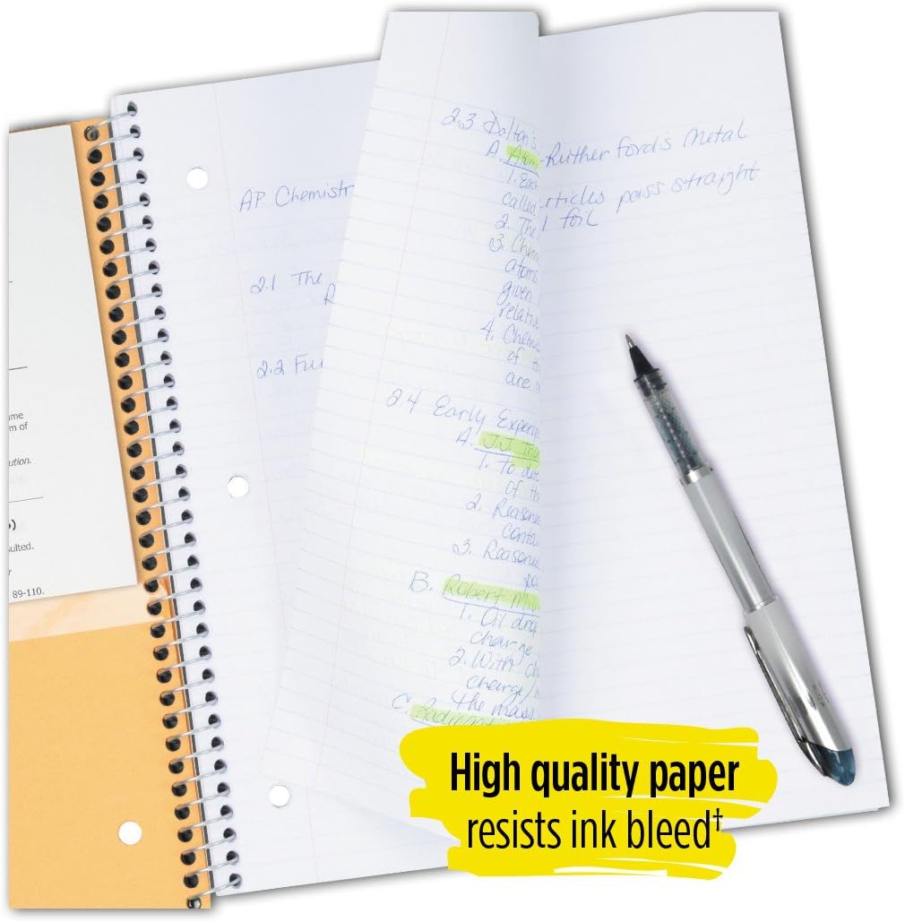 Five Star Spiral Notebooks, 5 Subject, College Ruled Paper, 200 Sheets, 11" x 8-1/2", Assorted Colors, 6 Pack (38061)