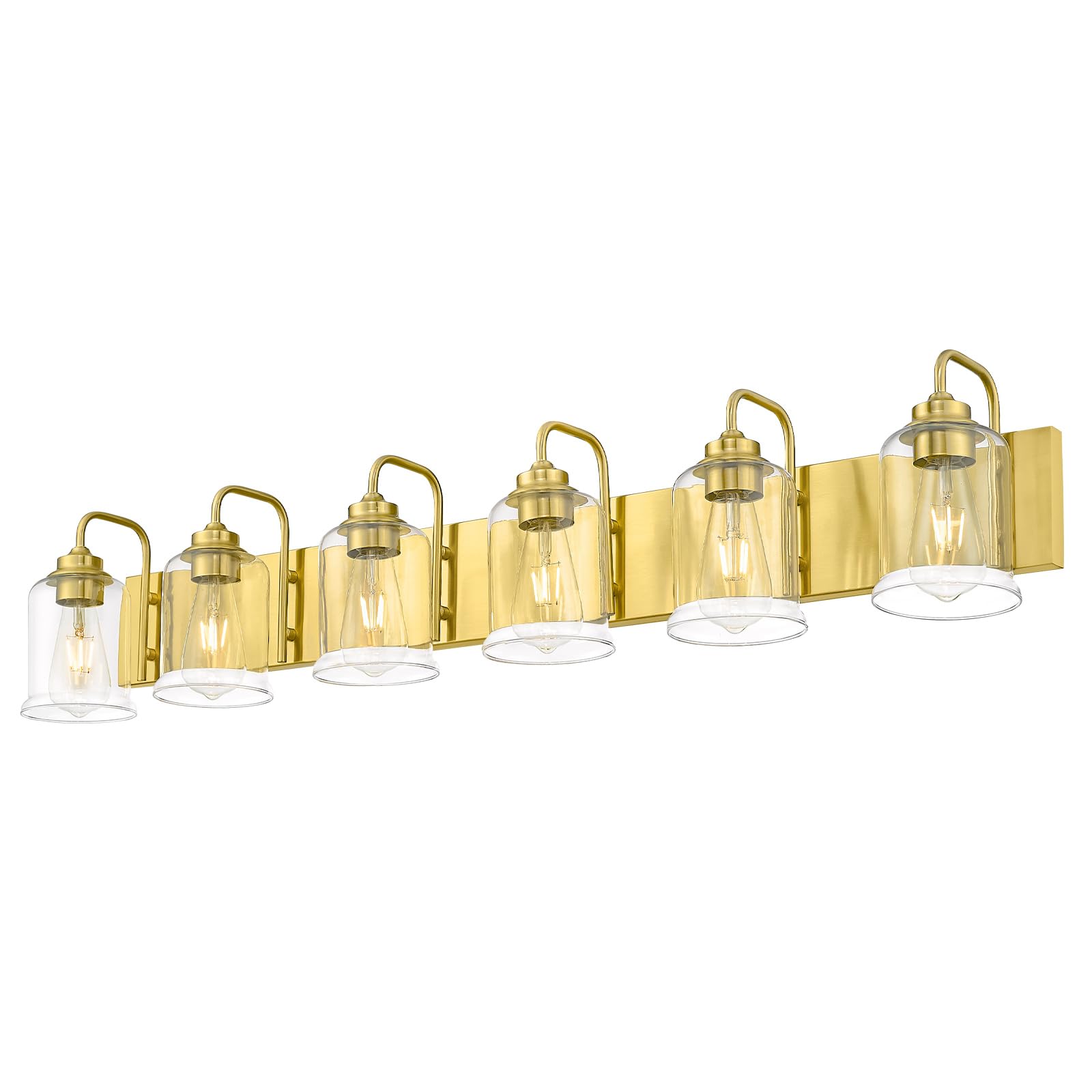 ゆゆ zeyu 44 Inch Brushed Gold Bathroom Light Fixtures, 6 Lights