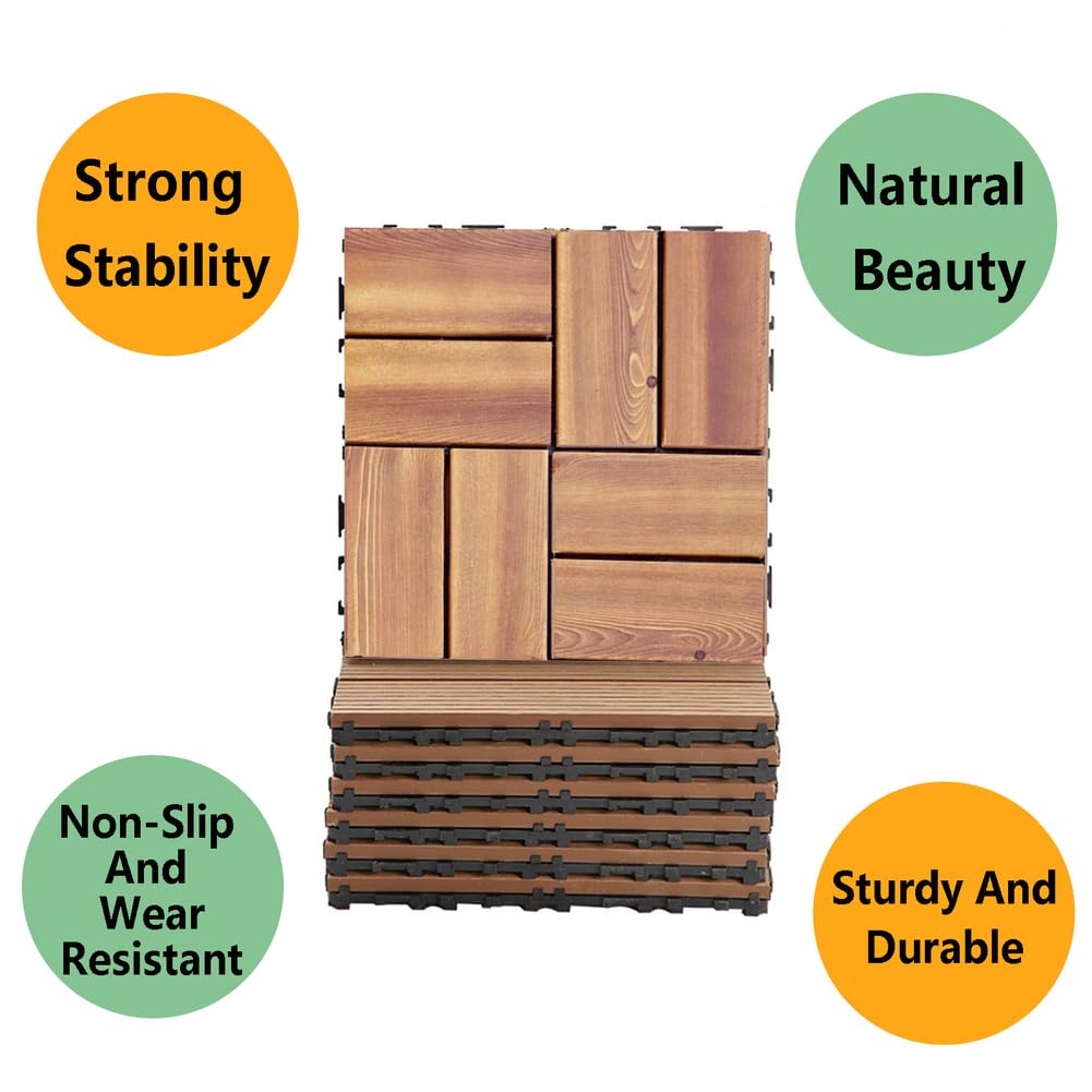 Piastrelle for terrazza ad incastro for patio, pavimenti in legno, antiscivolo, facile da installare, 4 doghe/9 pezzi