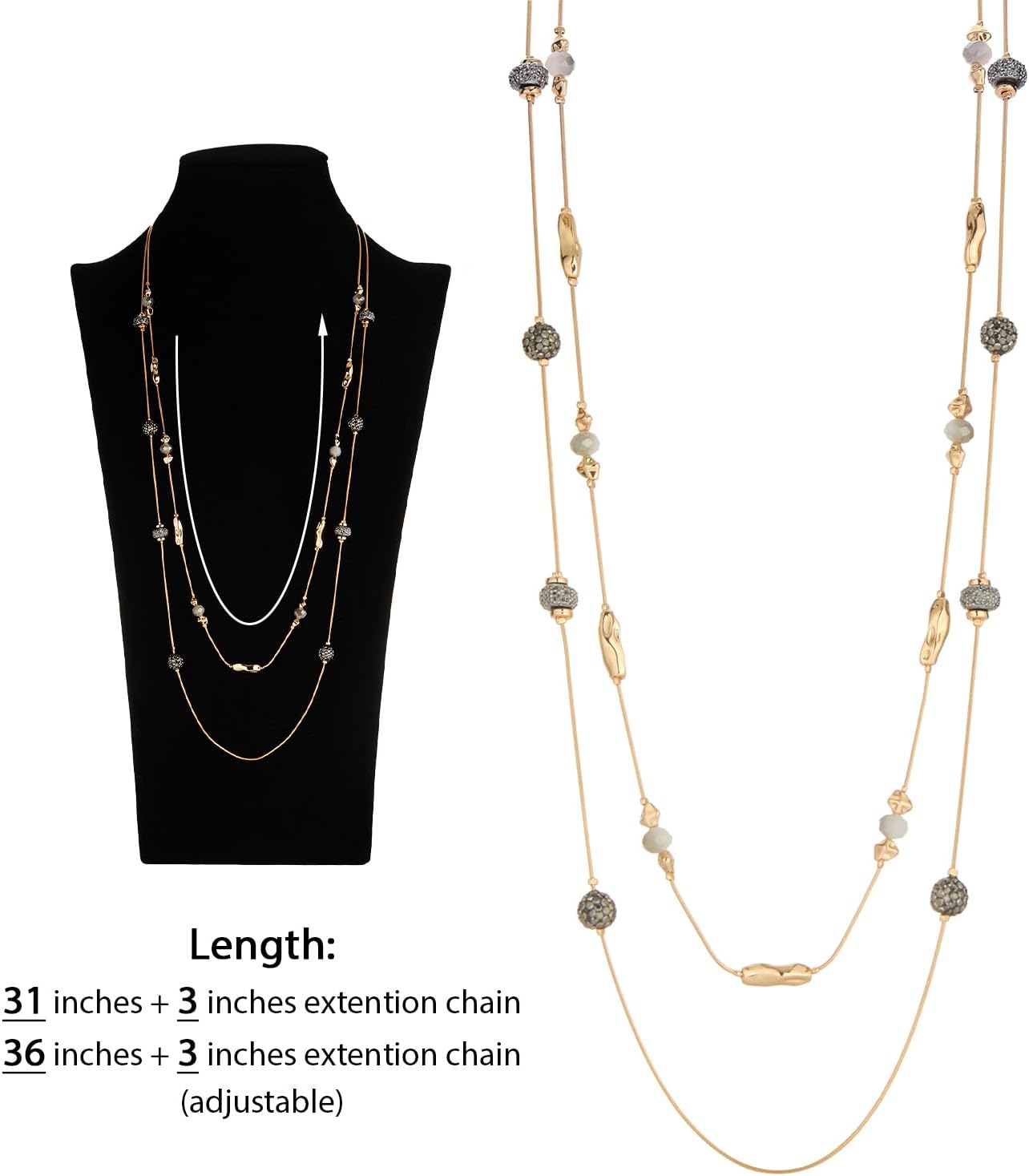 Noessla Long Gold Necklace for Women Long Beaded Chain Necklace Costume Jewelry Gifts for Women Trendy - Image 6