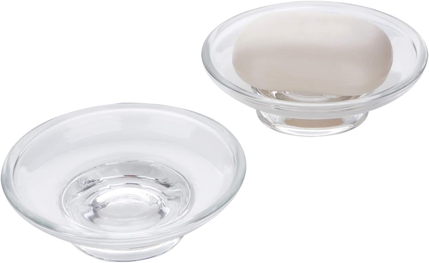 Glass Soap Dish Replacement Round Clear Pack of 2