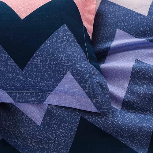 Milanket Homebasics Chevron Blue Pink 100% Cotton Reversible Duvet Cover Set Geometric Striped Comforter Cover Colorful Chevron Bedding For Kids Boys Girls Teens Adults (86X94 Inches) #TOP3