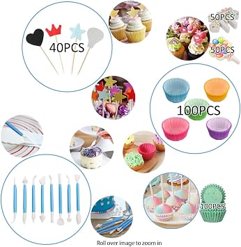 Cake Decorating Supplies Kit,310 PCS Baking Supplies Set with Icing Piping Tips & Russian Nozzles with Pattern Chart,Piping Bags,Mothers Day Gift