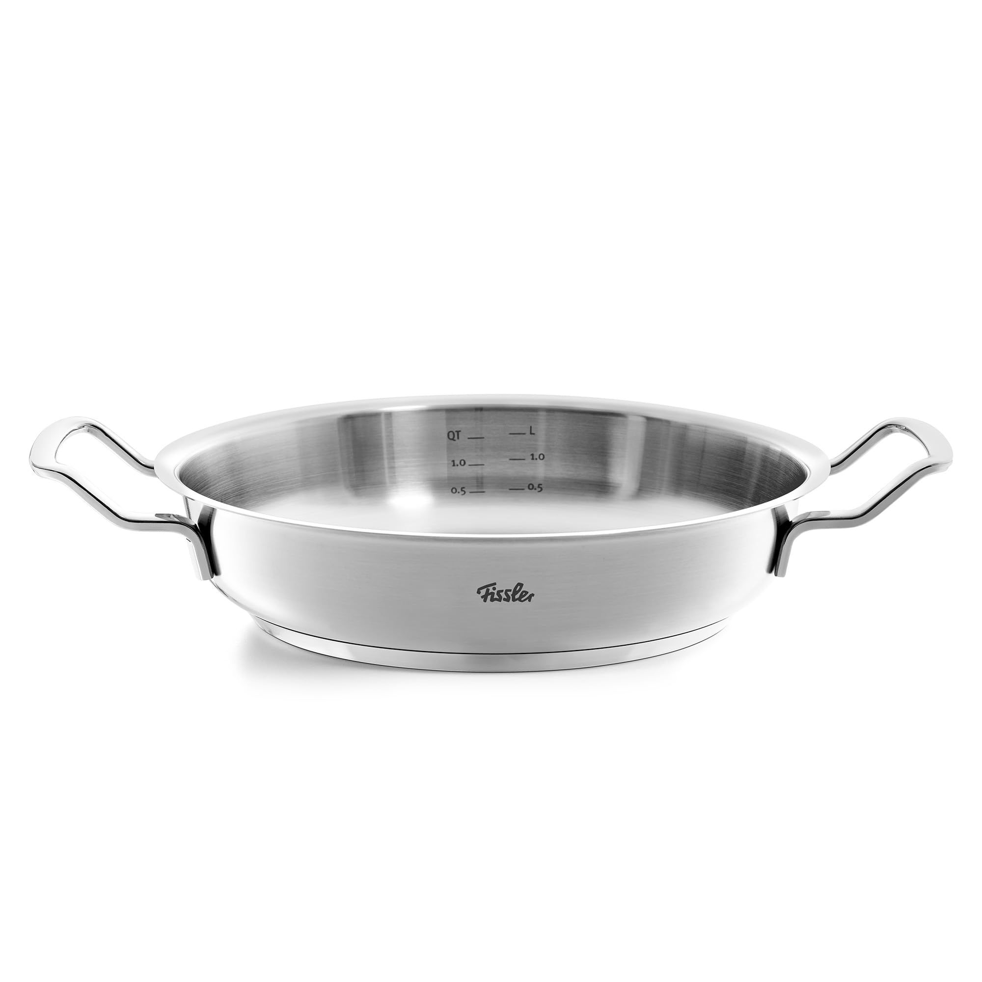 Fissler Original-Profi Collection/Edelstahl-Servierpfanne rund (2 L, Ø 24 cm) novogrill Bratfläche, Innenskalierung - Induktion
