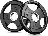 Vista 19 de RitFit Weight Plates for Barbell, 2-Inch Olympic Rubber Grip Plates for Weightlifting and Strength Training in Home & Gym, Single, Pair and Sets