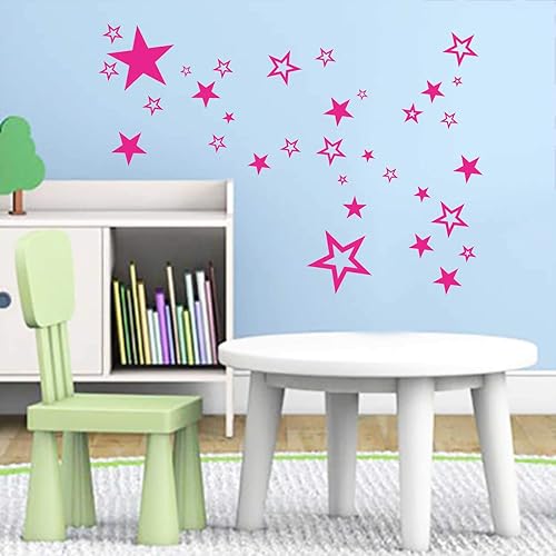Miniatura 1 de Wall Sticker - Dekoration - Wall Tattoo 95 Stars Bow - 70cm x 58cm Pink - Kitchen Living Room Wall Bedroom