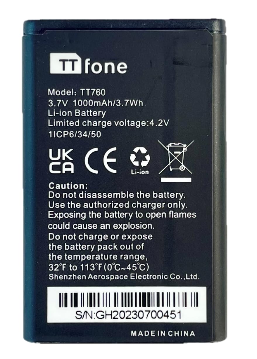 TTfone BL5C Spare Battery for TT890 TT760 1000mah