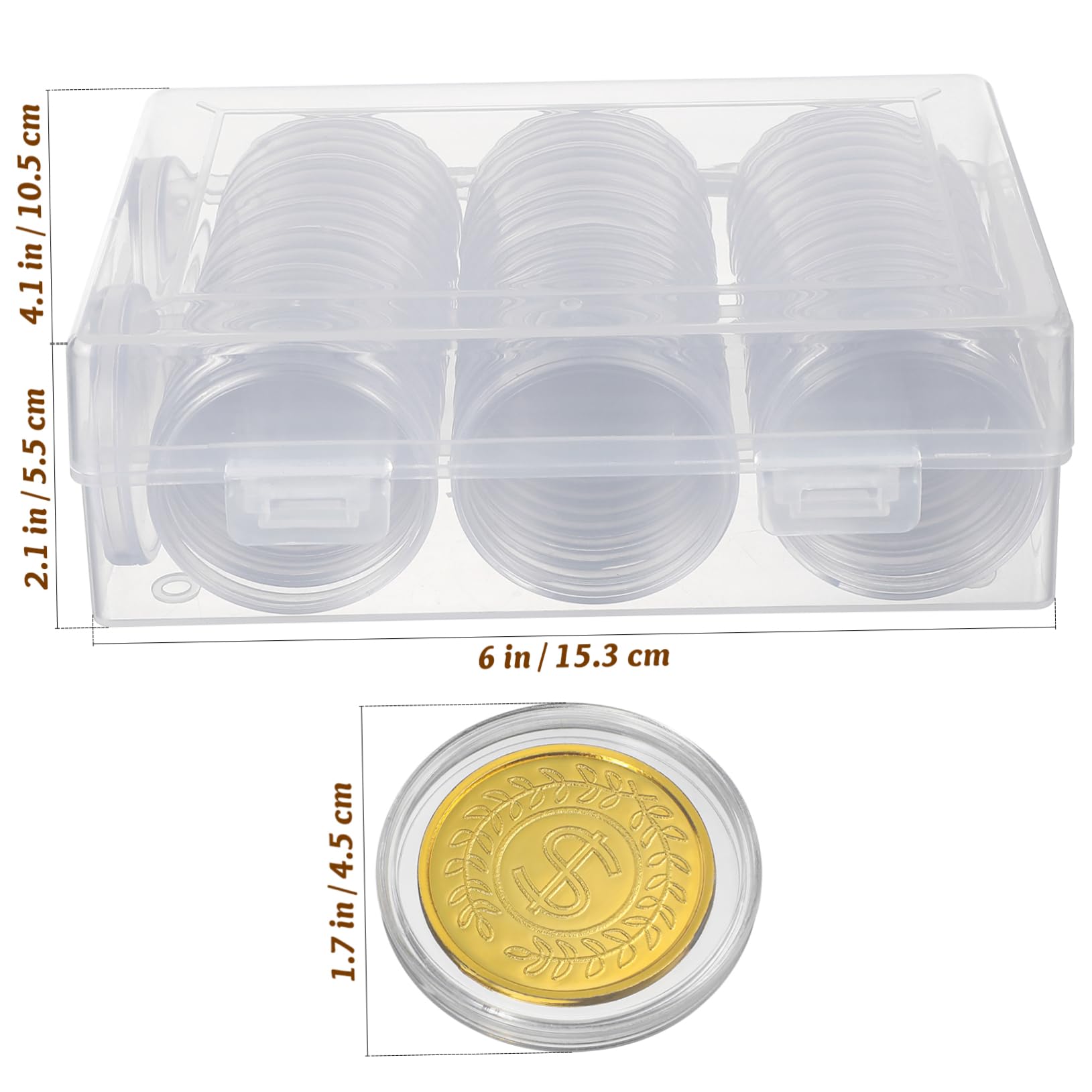 Veemoon 100piezas Cajas Protectoras de Plástico para Monedas Coleccionistas Unidades Organizadoras de Suministros Estuches Transparentes Individuales para Guardar Monedas Colección
