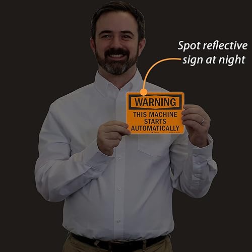 Miniatura 6 de SmartSign Etiqueta OSHA de 5 x 7 pulgadas, vinilo laminado de 5.5 mil, material reflectante de grado ingeniero 3M, negro y naranja