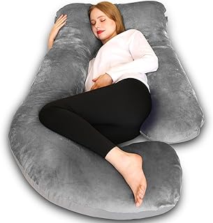 Chilling Home Schwangerschaftskissen J Form, Seitenschläferkissen mit Bezug J Kissen Stillkissen Groß Lagerungskissen, Kissen für Frauen und Seitenschläfer(Dunkelgrau)