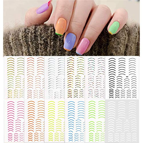 EBANKU Lächeln Muster Nagel Aufkleber Gold Silber 3D Laser Metallic Nail Art Aufkleber Selbstklebend Nagelsticker für…