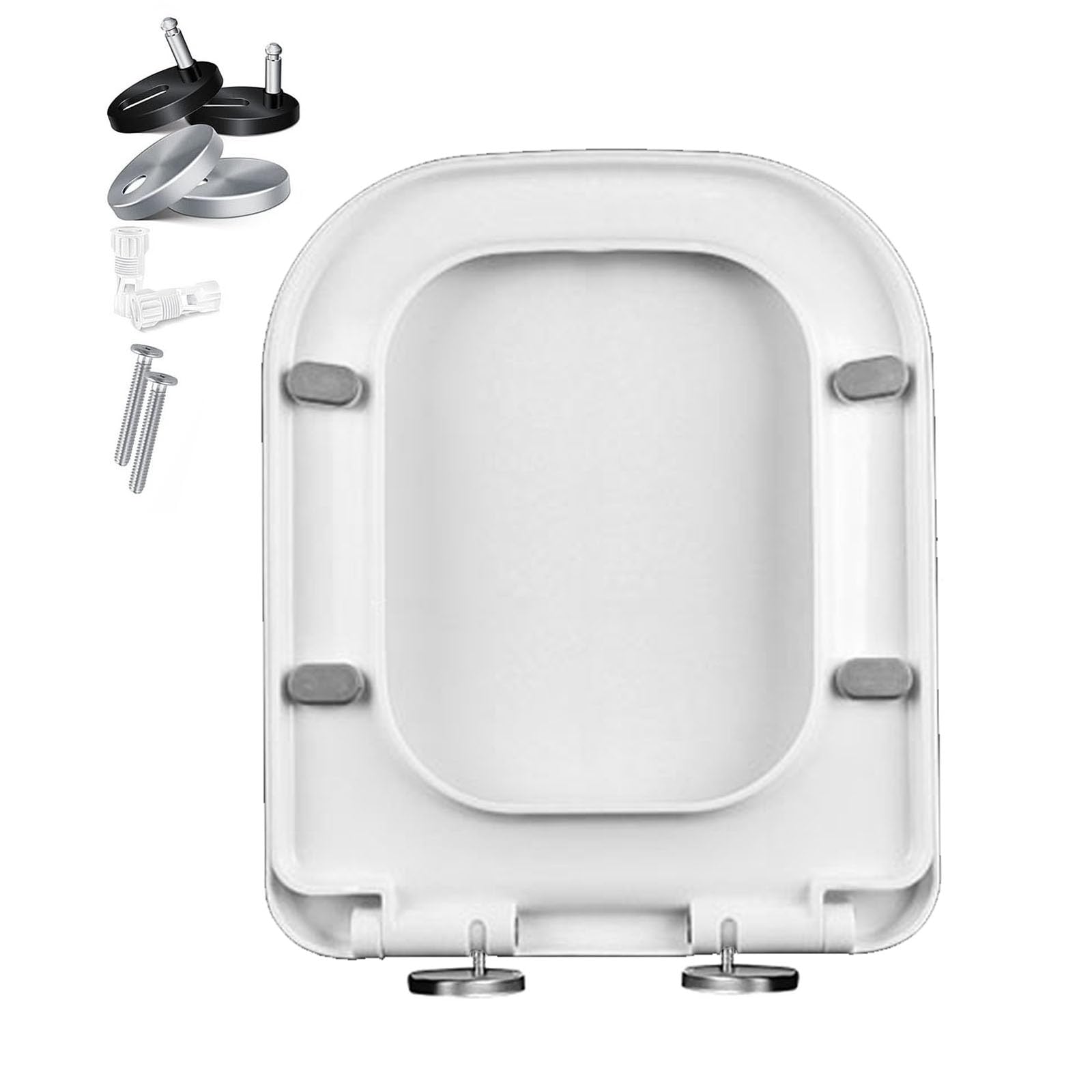 FLYIODFCXV Toilet seat, Soft Close White Square Toilet Seat with Quick Release for Easy Cleaning and Installation Top(04B)