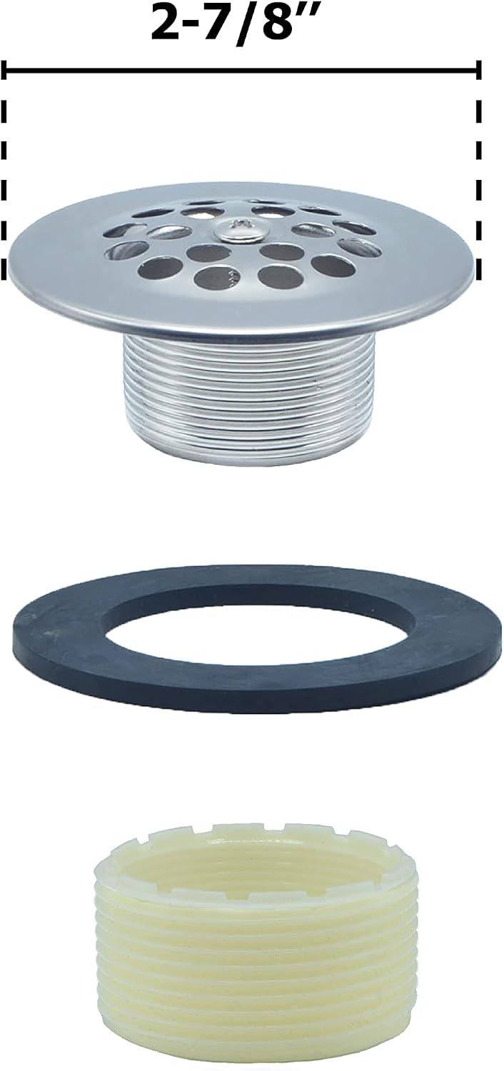 Beehive Grid Bathtub Drain with Thread Bushing, Chrome Finish | Tub Drain Strainer with 1-1/4 in Fine Thread and 1-1/2 in Coarse Thread Adapter for Standard Bathtubs