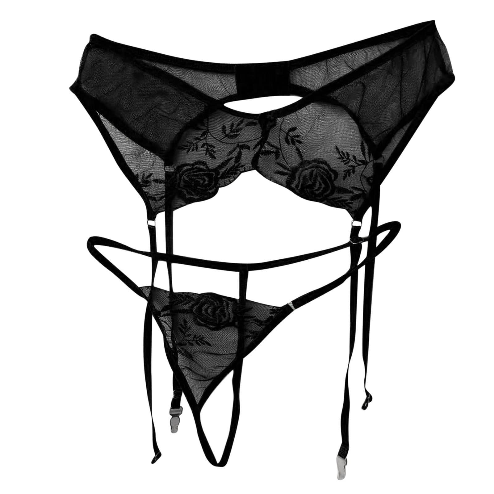 Inlzdz Porte-Jarretelles Guêpière Taille Haute Femme - Jupe Maille Transparente Avec 4 Pinces Réglables S-XXL