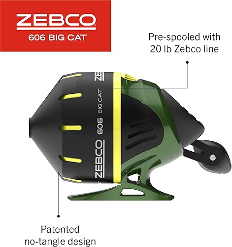 Miniatura 5 de Combo de carrete y caña de pescar Zebco 606 Big Cat Spincast, caña telescópica de 7 pies de 2 piezas, potencia medio-pesada, acción moderada-rápida,